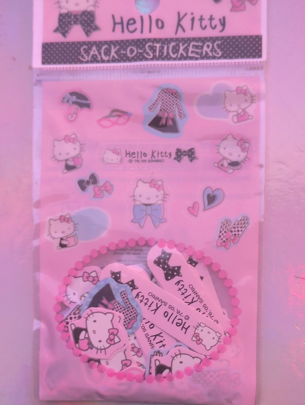 Sanrio Hello Kitty Pink and Black Sticker Sack